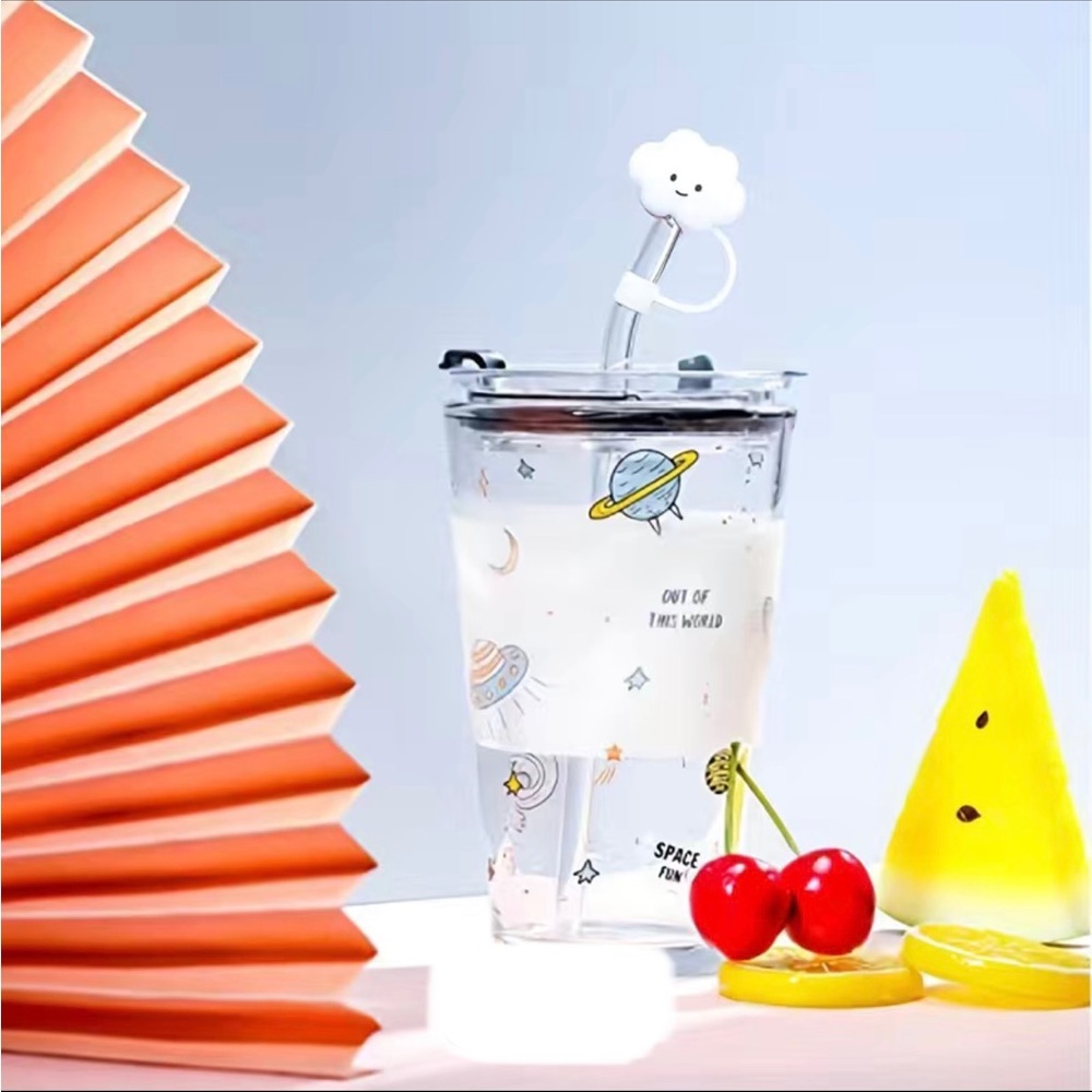 โ Reusable Silicone Cloud Straw Topper Covers - Set of 5 - Picture 7 of 8